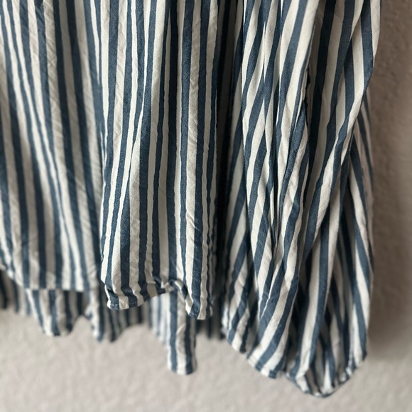 Madewell Blue White Striped Peasant Blouse L | V-Neck Boho Flowy Top - Picture 3 of 6